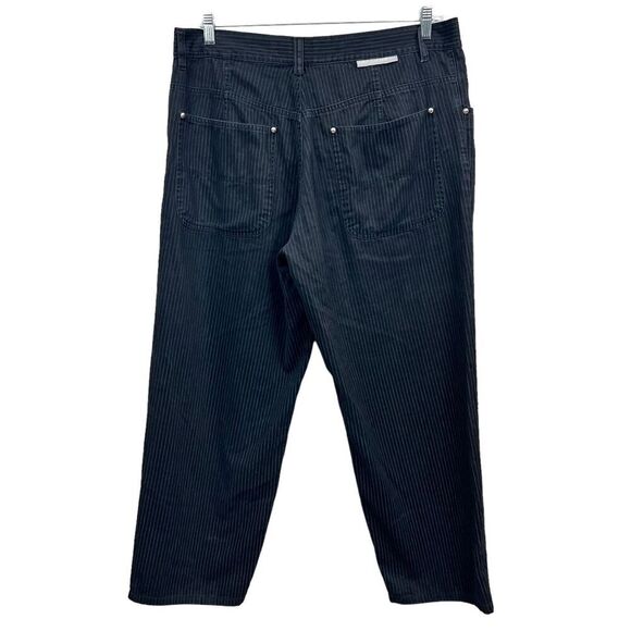 Marc Buchanan Exclusive Collection Mens Pants Tapered Stripe Black Flat Front 38 - Picture 6 of 8